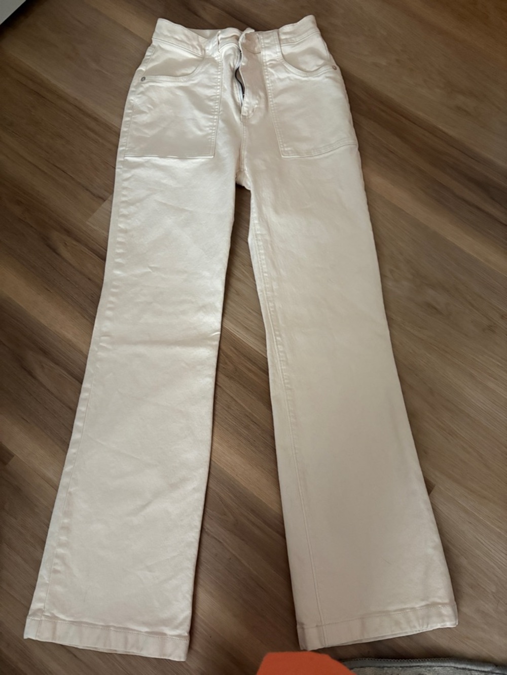 LOFT Cream High-Rise Wide-Leg Pants